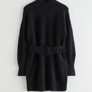 & Other Stories Black Belted Sweater Dress